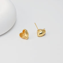 Load image into Gallery viewer, Heart Lava Earrings Post With Loop, 18K Gold Plated, Nickel Free, S925 Silver Pin, Ear Stud Hypoallergenic Earring Findings D0486