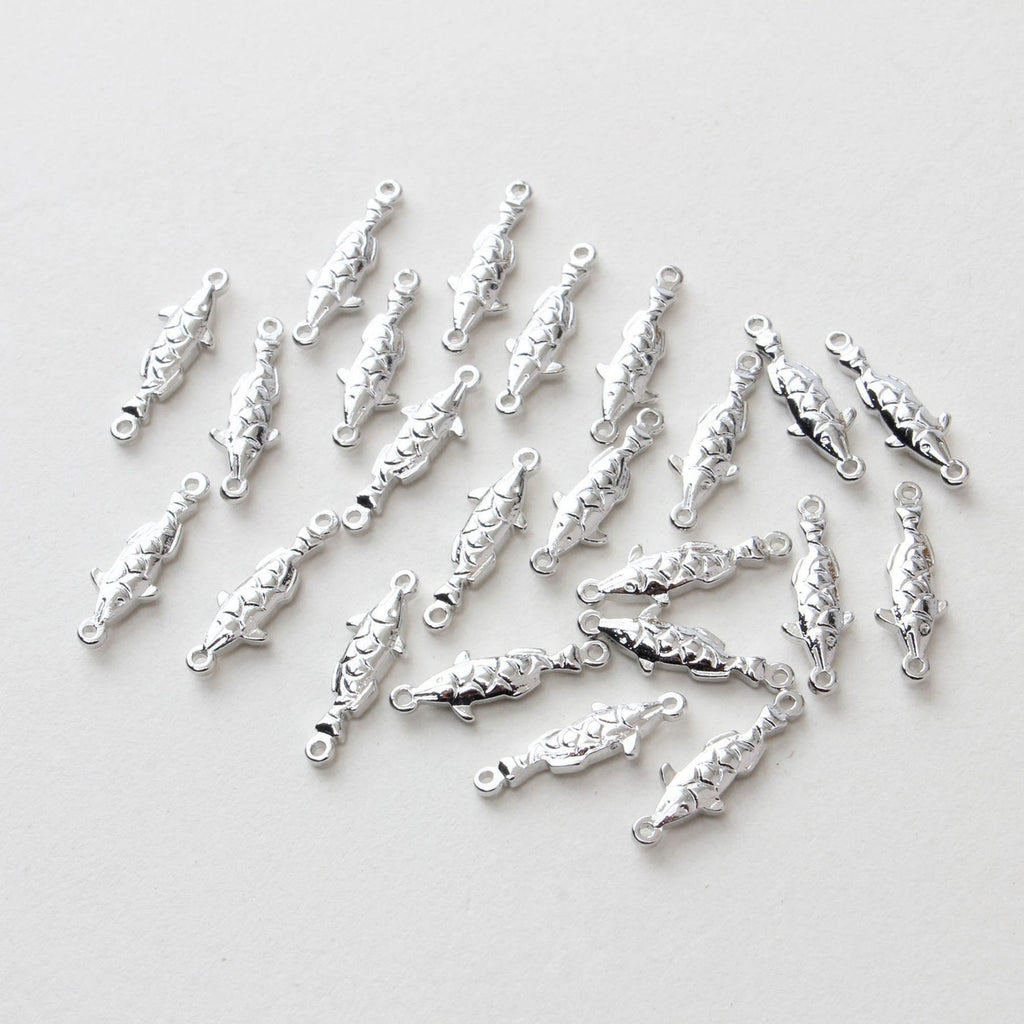 10pcs Fish Pendant, Necklace Charm, 14K Gold/Silver Plated, Bracelet Making Pendant, Jewelry Supply Finding JG056