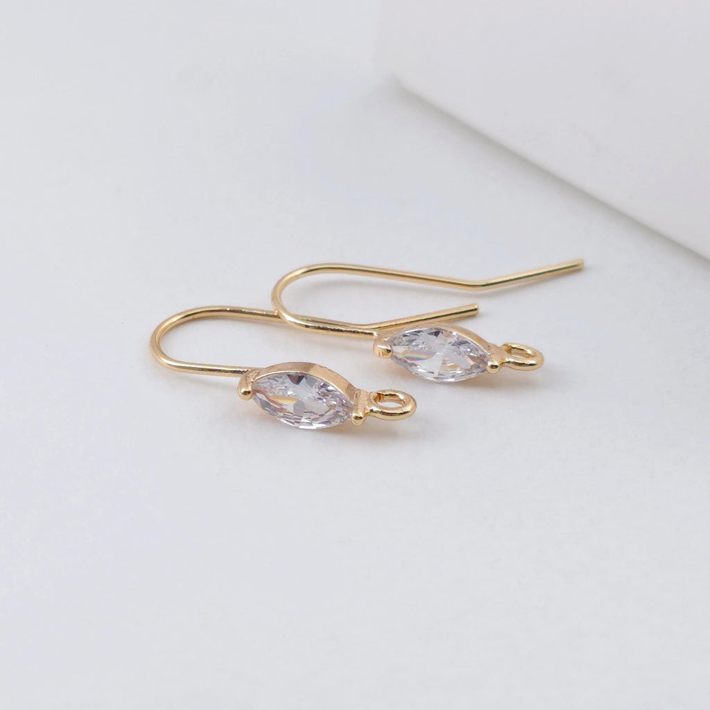 14K Gold Plated Ear Wires, Cubic Pave Earring Hooks, Nickel Free, Fish Hooks, Ear Wires for Jewelry Making ZX321