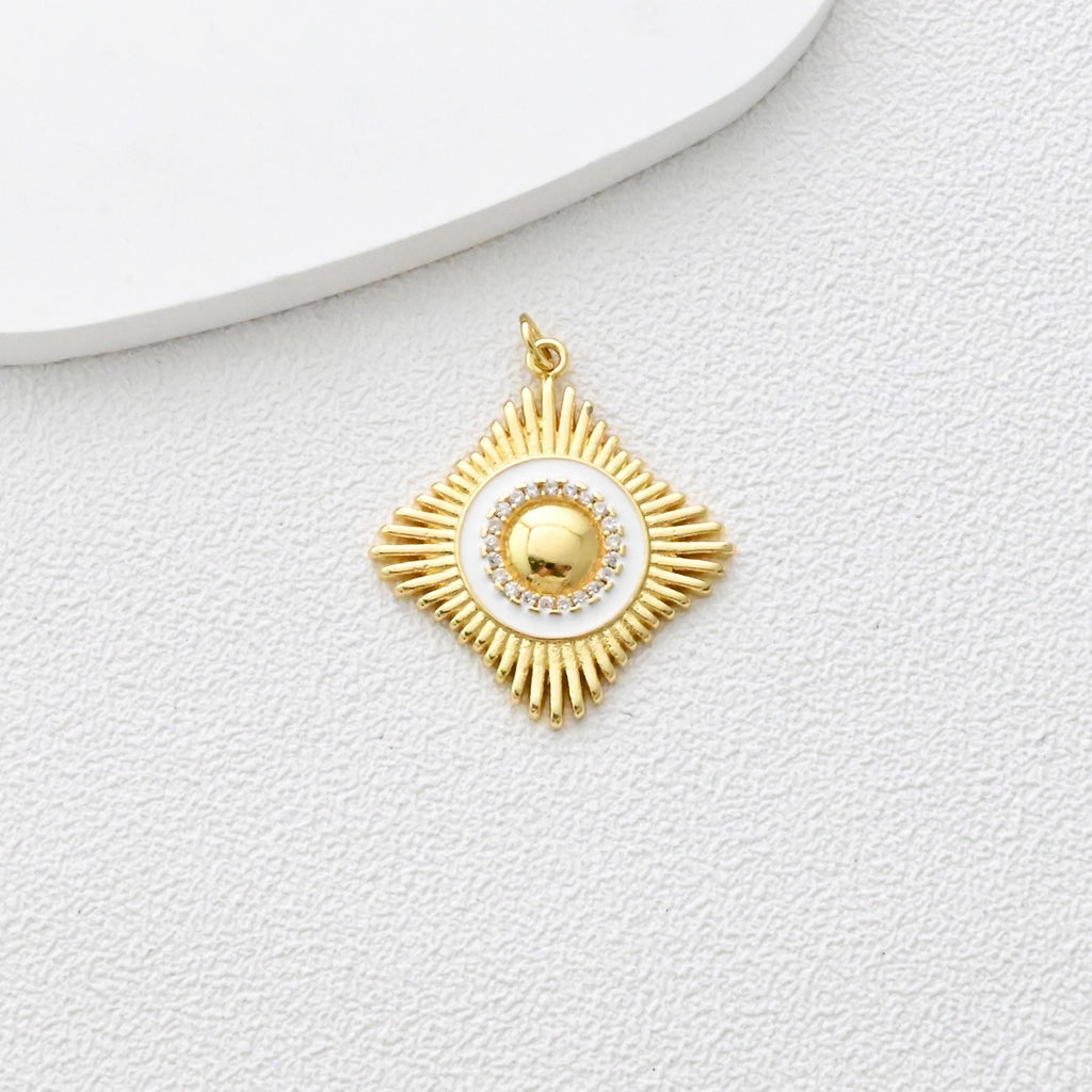Rhombic Charm, Diamond Brushed Pendant, Real Gold Plated Earring Charms, Jewelry Findings S1365