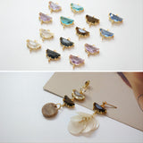 Danity Half Circle Connector with 2 holes, 14K Gold Plated, Crystal Connectors, 15x15mm Jewelry Findings JH032