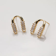 Cargar imagen en el visor de la galería, Poste para aretes en forma de U de oro de 14 quilates con dos presillas, pendientes de arco, pendientes de plata S925 sin níquel, accesorios hipoalergénicos GZ399