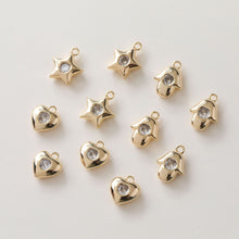 Load image into Gallery viewer, Hamsa Hand Charms, Star Charm, 14K Gold plated Cubic Zirconia Pave Pendant, Jewelry making supplies for Necklace and Bracelet GZ418