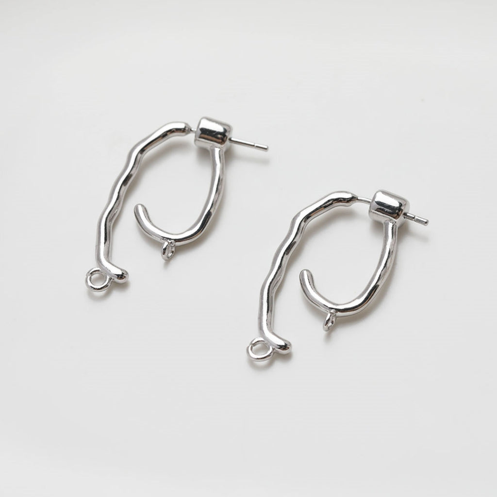 Pendientes de botón con forma geométrica irregular, oro/plata de 14 quilates, pasador de plata S925 sin níquel, aretes circulares con aro GE104