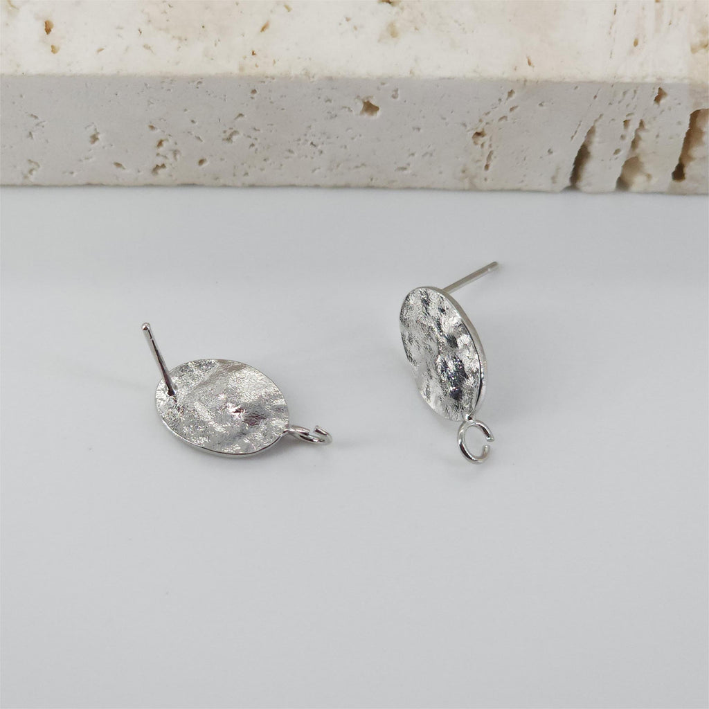 10pcs Oval Post With Loop,  18K Gold Stud Earring Nickel Free, Hypoallergenic Earring Findings ZX158