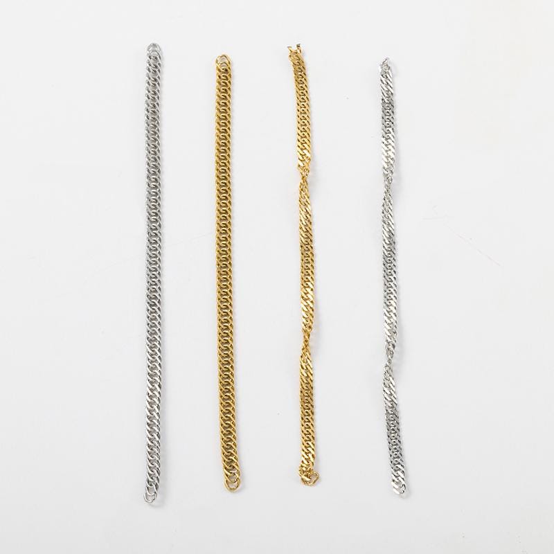 18K Gold Link Chain, Handmade DIY Accessories, 316L Stainless Steel, Sold in 0.5 Meters, ZD015
