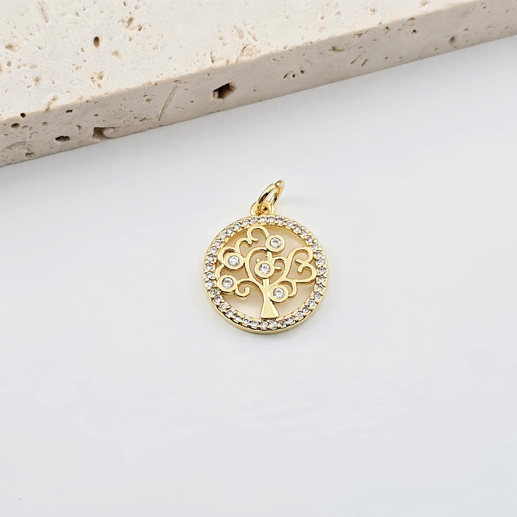 Wings Pendant, Tree of Life Pendant, Balance Pendant, 18K Gold Plated, CZ Pave, Necklace Making Charm, Jewelry Findings S1272