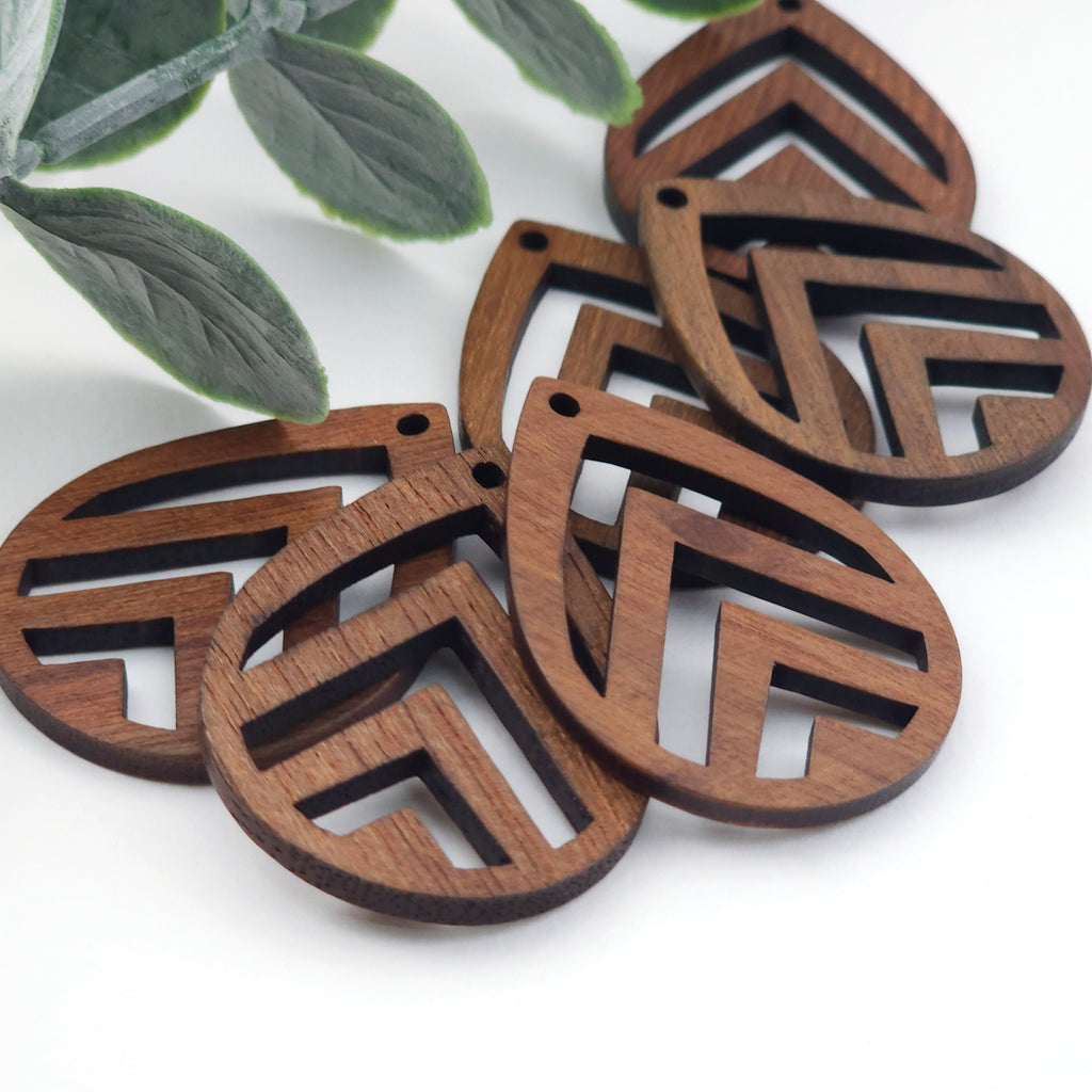Teardrop Wood Charms, Drop Wooden Pendant, Reclaimed Walnut Wood, Geometric Statement Wood Earrings Diy Ideas JT977