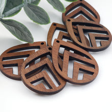 Load image into Gallery viewer, Teardrop Wood Charms, Drop Wooden Pendant, Reclaimed Walnut Wood, Geometric Statement Wood Earrings Diy Ideas JT977