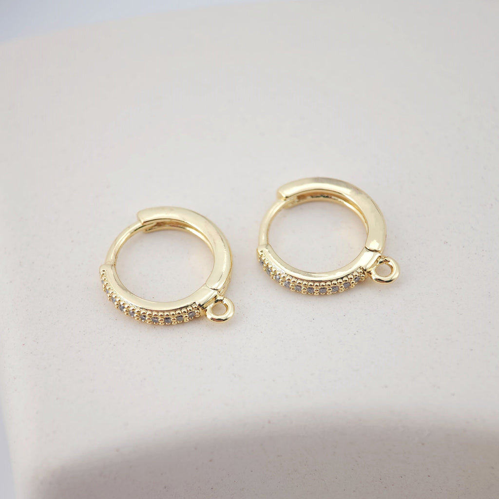 Cubic Zirconia Ear Hoops Multicolor Pave Crystal , 15.3*14mm, 18K Gold Plated Leverback Earrings, Huggie Hoops Earring D0155