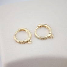 Load image into Gallery viewer, Cubic Zirconia Ear Hoops Multicolor Pave Crystal , 15.3*14mm, 18K Gold Plated Leverback Earrings, Huggie Hoops Earring D0155