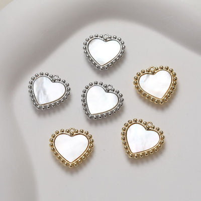 Dije de corazón, colgante de concha, dije de amor, fabricación de pulseras y collares, accesorios de joyería chapados en oro y plata de 14 quilates GZ273