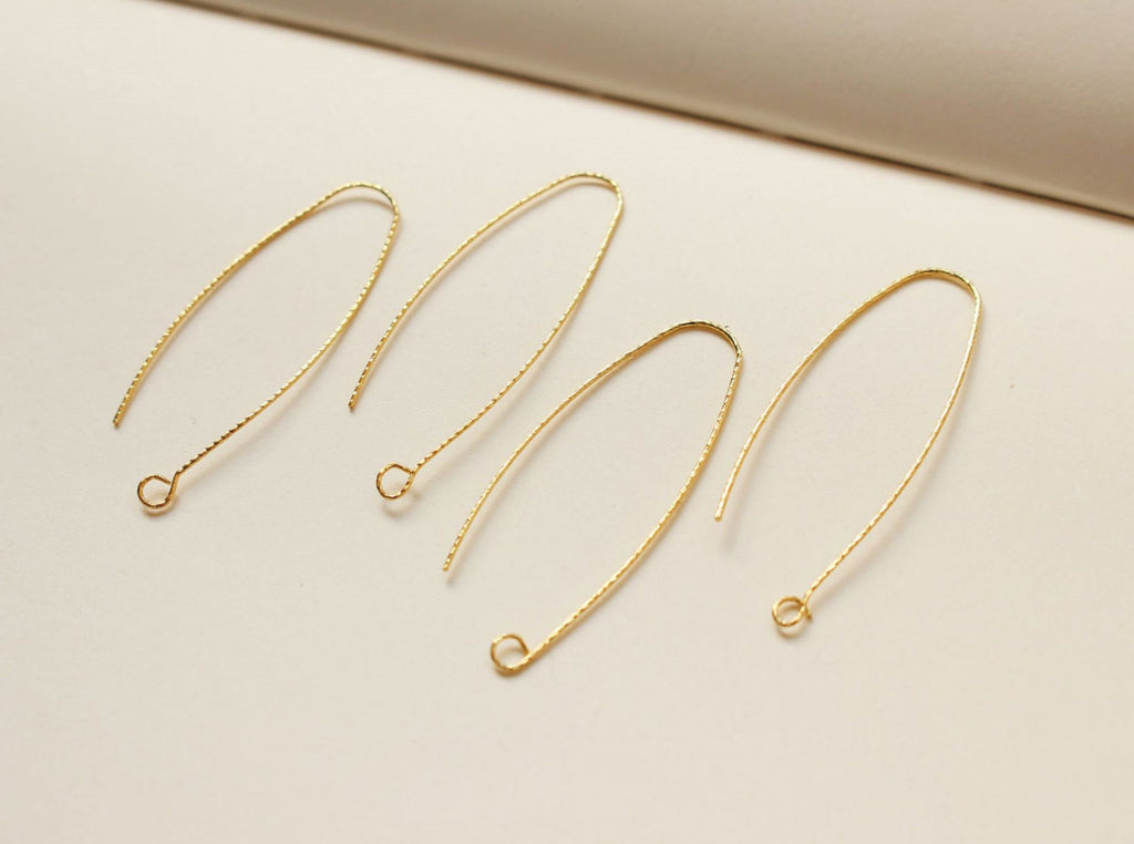 Twisted Ear Hooks, 14K Gold Earring Earring findings with loop, Fish Hooks, Ear Wires for Jewelry Making GT067