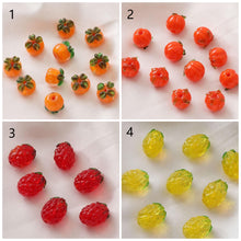 Load image into Gallery viewer, 5pcs Fruit Beads Persimmon Raspberry Orange Pineapple, Glazed Loose Beads for Jewelry Making, DIY Beads Finding GZ042