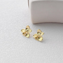 Load image into Gallery viewer, Flower Earring Post, 18K Real Gold Plated Brass Stud Earring With Loop, s925 silver pin, Nickel Free, Earring Finding D0411