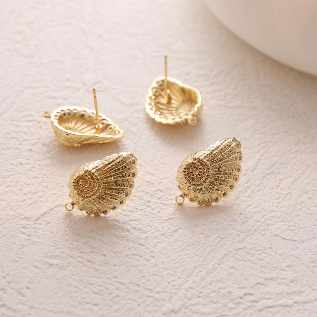 Pendientes de caracola con aro y colgante, chapados en oro de 18 quilates, sin níquel, hipoalergénicos, GZ781