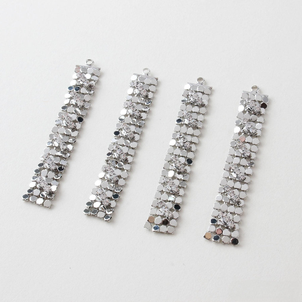 18K Gold Plated Rhinestone Tassel Pendant Charms with Glitter Fringe for Jewelry Making Supplies, Earring Findings GZ616