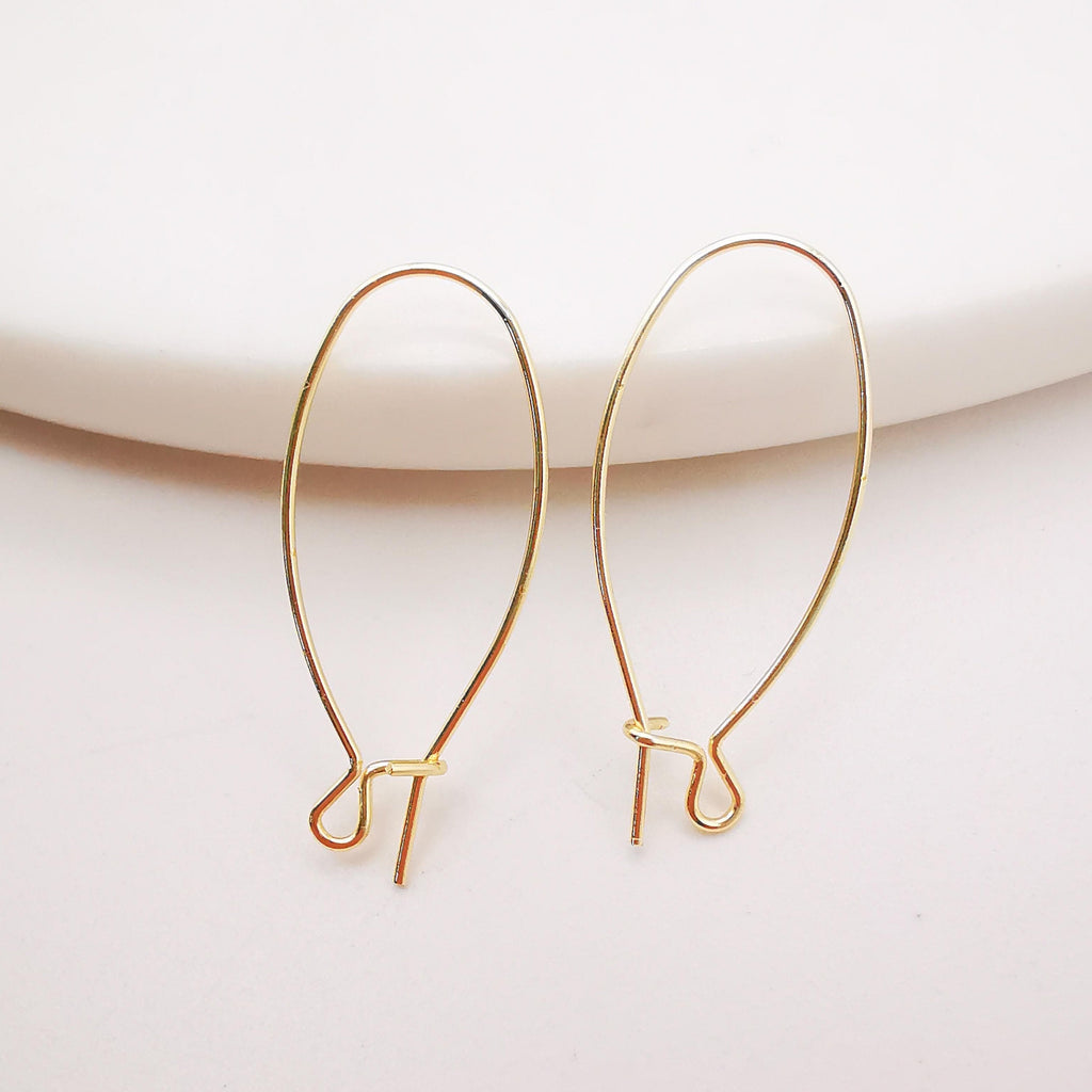20pcs- Hoop Earring Finding, 20mm, 30mm, 14K Gold Plated Nickel Free Oval Earring Hoops, DIY Earring Charms, Earring Making Findings Z087