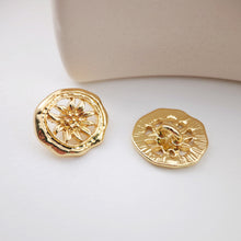 Load image into Gallery viewer, Gold Rose Flower Charm with loops, Gold Button Pendant, Sunflower Charm Pendant for Bracelet Necklace Earring, Jewelry Findings S1171