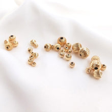 Load image into Gallery viewer, 50pcs-Corrugated Beads, Spacer Beads, 14K Gold Plated, 3mm,4mm,5mm,6mm,8mm, Bracelet Making Beads, Jewelry Finding TH002-ZX7021