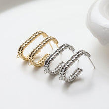 Load image into Gallery viewer, C Shape Earrings Post With Loop, 14K Gold/Silver Plated, S925 Silver Ear Pin Nickel Free Earrings, Wheat Earrings, Earring Findings GZ717