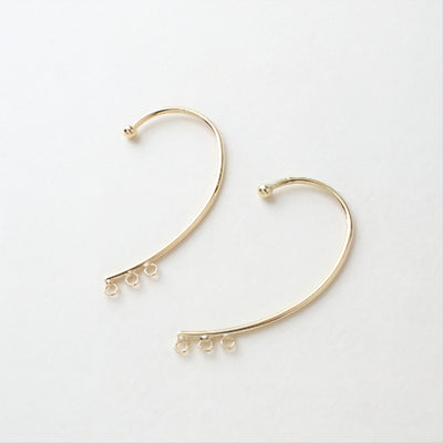 Ear Clips No Piercing For Women, with 3 loops, 14K Gold/Silver, Ear Cuff Clip, Pierceless, Ear Wrap Findings GS005