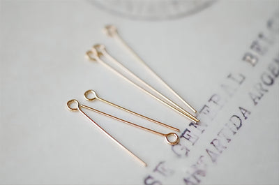 14K Gold Filled Eye Pins- 10PCS 23/2527 Gauge Eye Head Pins, O Pins, Gold Filled Jewelry Making Supply B032