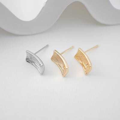 Curved Rectangular Ear Post with hole, Nickel Free, 18K Gold/ Silver Plated Stud Earring Finding ZX201