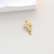 Cargar imagen en el visor de la galería, Dijes de corazón cúbico, dijes de amor con pavé de circonitas cúbicas bañados en oro de 18 quilates, colgantes para hacer pulseras y collares, accesorios de joyería S1325