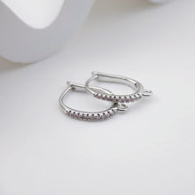 Load image into Gallery viewer, Ellipsoid CZ Pave Earring Hoop, Gold Plated Huggie Hoop Earring with Loop, Huggie Hoop DIY Earring  Findings,Handmade Earring Supplies D0097