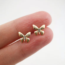 Load image into Gallery viewer, Butterfly Pave Crystal Earring Post, Gold Plated, S925 Silver Pin Nickel Free Earrings, Hypoallergenic Earring ZX228