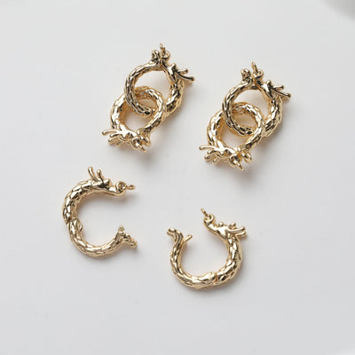 Cierre de doble bucle, dragón, conector para collar, chapado en oro/plata de 14 quilates, colgante para collar y pulsera, accesorio de joyería GE127