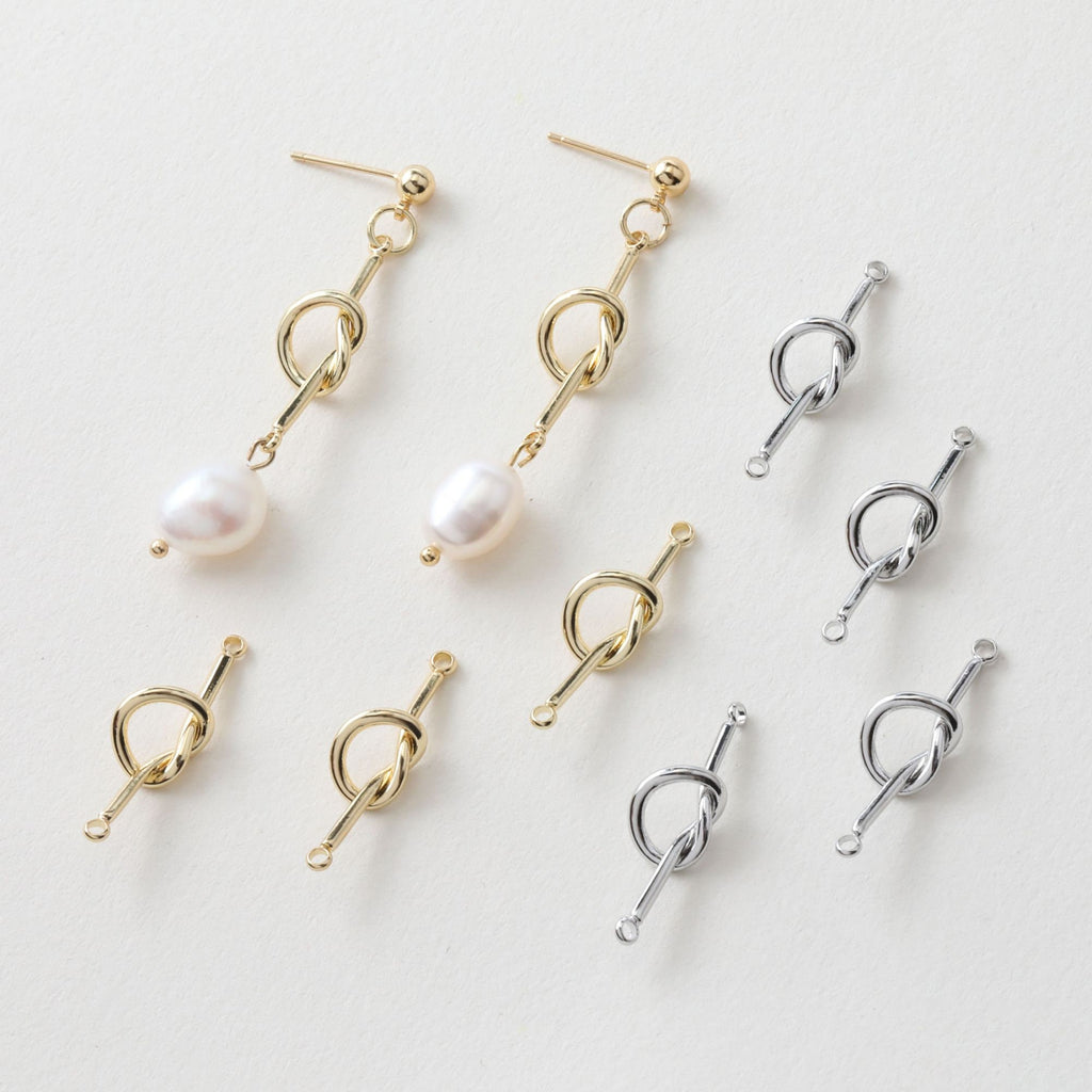 Danity Knot Connector with loops, 14K Gold/Silver Plated Earring Making Findings, Jewelry Findings GZ165