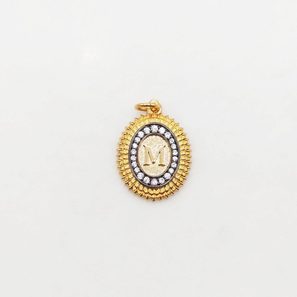 Shield, Oval, Triangle Shape Pendant, 18K Gold Plated, CZ Pave, Necklace Making Charm, Jewelry Findings S20392