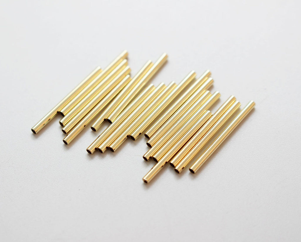 10pcs Tube Spacer Beads, Noodle Tube, 15~45mm, 18K Gold Plated Beads, Bracelet Necklace Making Jewelry Finding GZ182