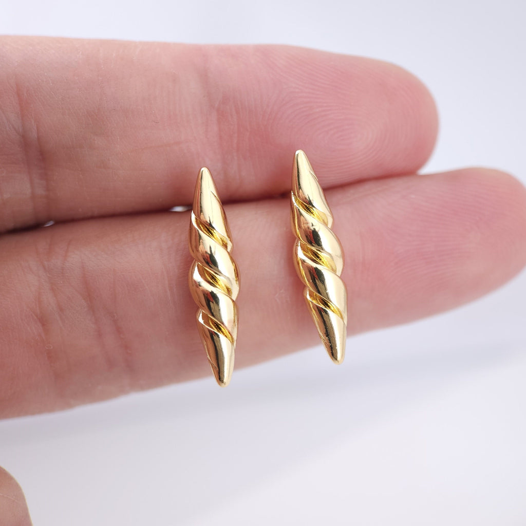 Pendientes de poste trenzado, pendientes de poste trenzado dorados con aro, hipoalergénicos, accesorios para pendientes, suministros para pendientes hechos a mano D0052