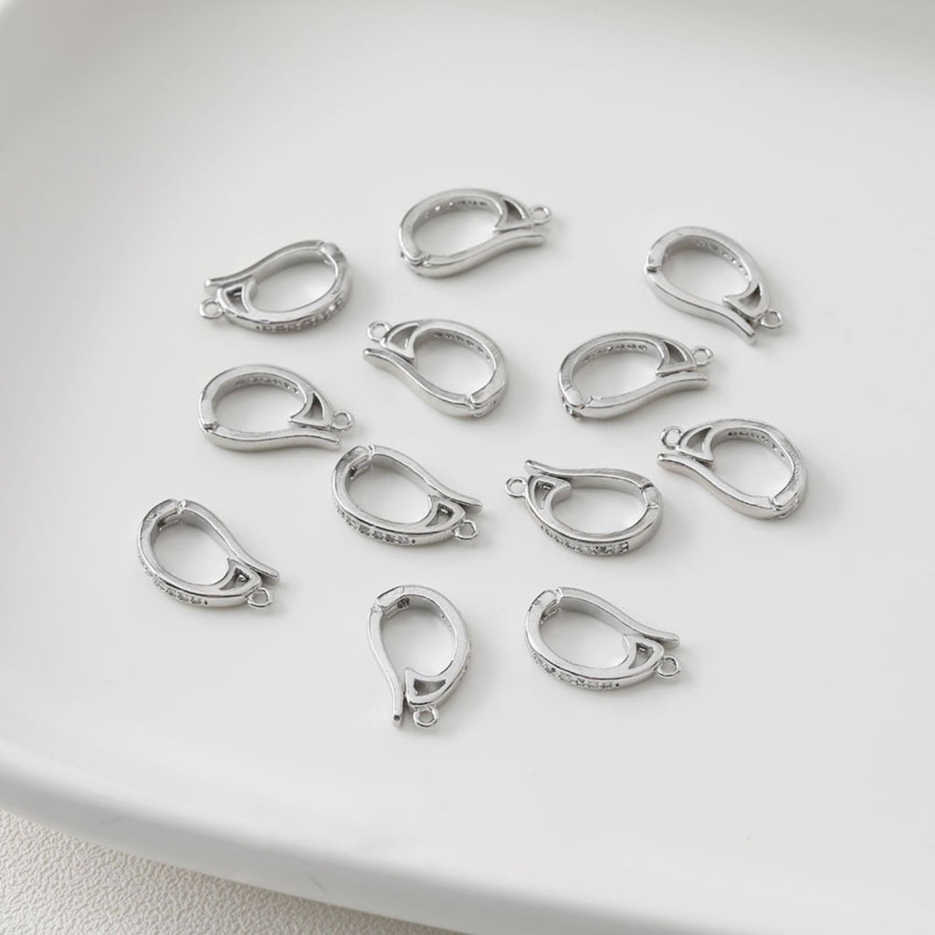 6pcs- 14K Gold Plated Pendant Top, CZ Pave Pendant Snap on Bails, Clasp Link Connector, 12mm,16mm, Jewelry Making ZZ065