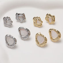 Load image into Gallery viewer, Irregular Shell Earring Post, 14K Gold/Silver Plated, S925 Silver Pin Nickel Free Earrings, Hypoallergenic Earring Findings GZ368