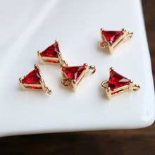 Load image into Gallery viewer, 10pcs Triangular Connector, Cubic Zircon Crystal Pendant, Bracelet Necklace Pendant, 14K Real Gold Plated, Jewelry Findings HL066-F134