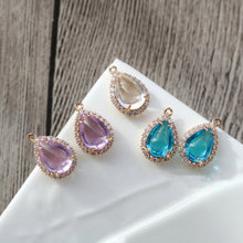 تحميل الصورة إلى عارض المعرض، 10 قطع - دلايات كريستال صغيرة على شكل دمعة، مطلية بالذهب/الفضة عيار 14 قيراطًا، مقاس 15×20 مم، قطع مجوهرات HL076-F120