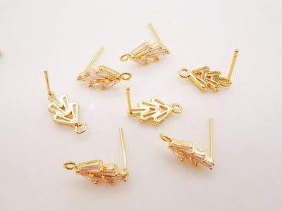 4PCS Cubic Zircnia Earring Post, Real Gold Plated Brass Stud Earring With Loop,S925 Silver Ear Pin,Shiny Ear Post,Earring Finding Z002