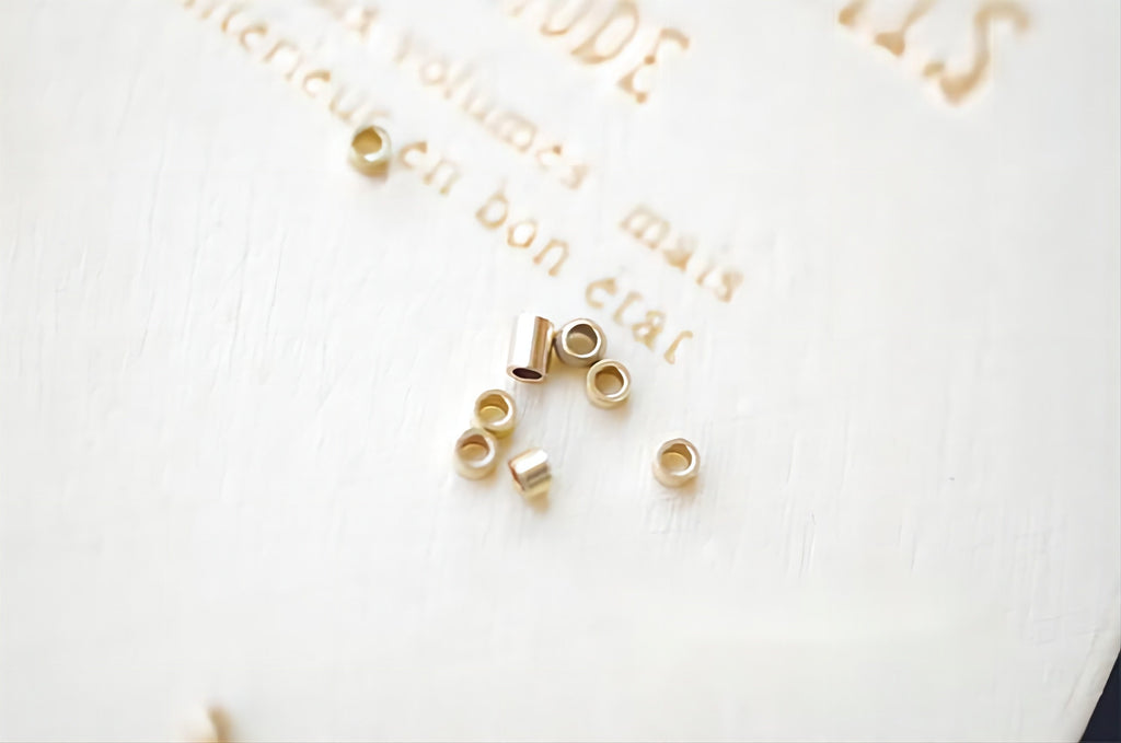 50pcs- Gold Filled Crimp Beads, 1.6x1mm/1.1x1mm Position Beads, 14K Gold Crimp Tube Beads, Gold Crimp Beads, B012