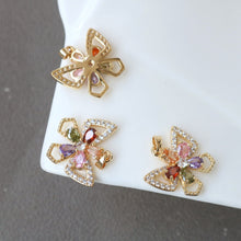 Load image into Gallery viewer, CZ Pave Butterfly Charm, Cubic Zircon Crystal Butterfly Pendant, Bracelet Necklace Pendant, 14K Gold Plated, Jewelry Findings HL005-F227