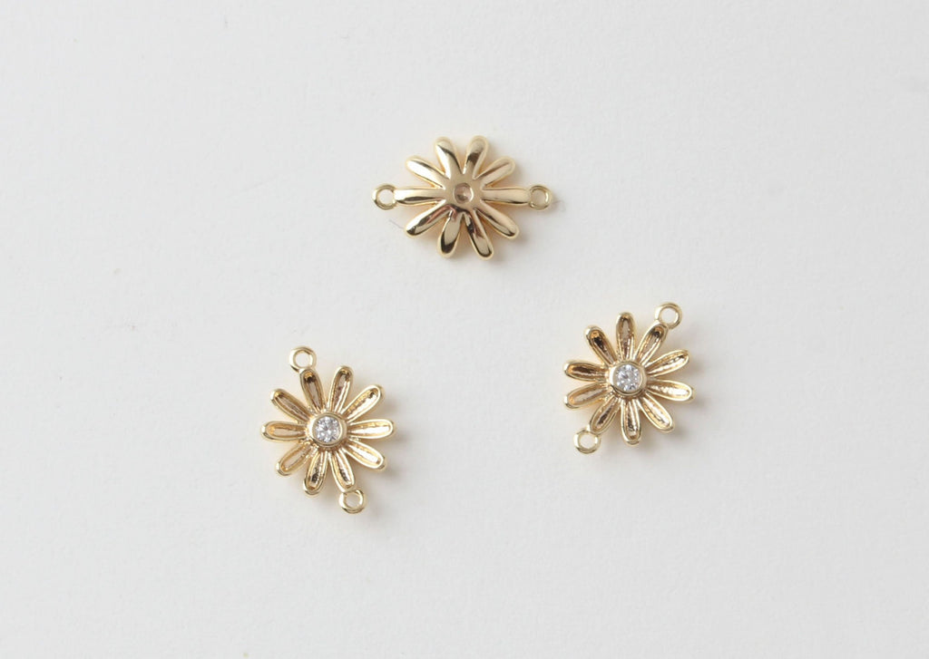 Flower Charm, 18K Gold Plated, Flower Pendant, Necklace Earring Making Charms, 18mm, Jewelry Findings ZZ084