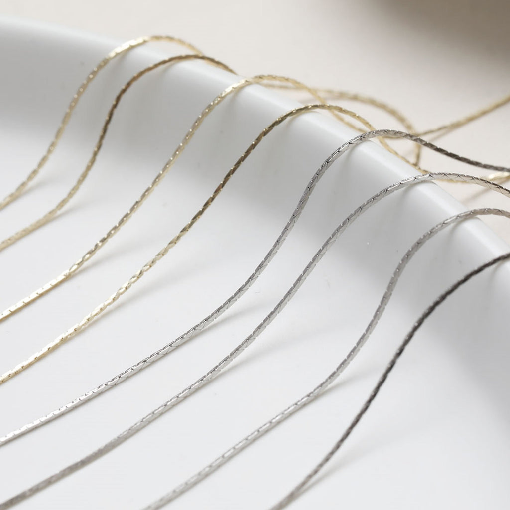 14K Gold Snake Chain, 0.6mm, 0.7mm, 0.8mm, 0.9mm in Flat, Necklace Link Chain, Unfinished Chain, Necklace Making Findings JG028