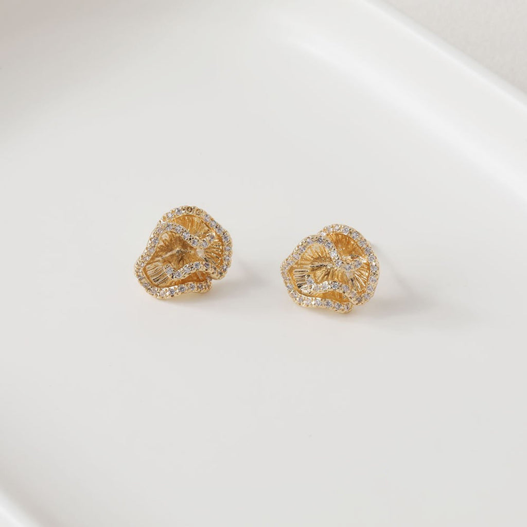 14K Gold Plated Irregular Ruffles Floral Earring Post, Silver, Earring Parts, S925 Silver Pin, Hoop earring for Jewelry Making BB117