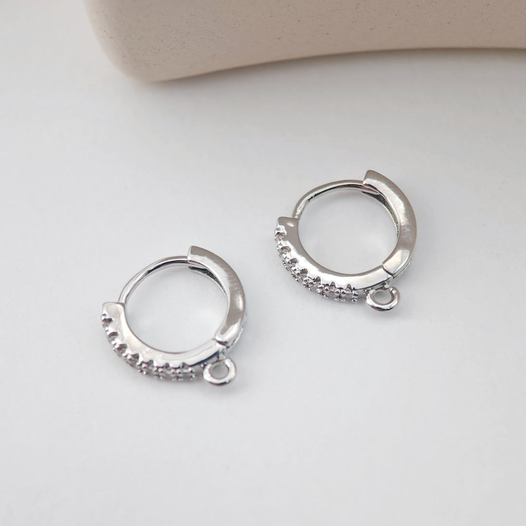 Cubic Zirconia Ear Hoops Multicolor Pave Crystal , 13*12mm, 18K Gold Plated Leverback Earrings, Huggie Hoops Earring D0150