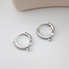 Load image into Gallery viewer, Cubic Zirconia Ear Hoops Multicolor Pave Crystal , 13*12mm, 18K Gold Plated Leverback Earrings, Huggie Hoops Earring D0150