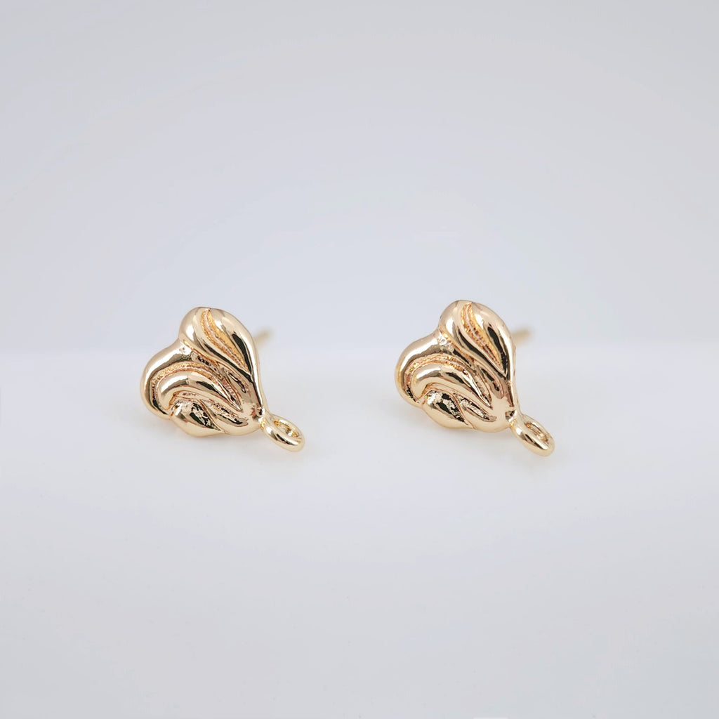 أقراط على شكل قلب، عمود مطلي بالذهب مع حلقة، مضاد للحساسية، أدوات يدوية للعثور على الأقراط، لوازم صنع الأقراط بنفسك ZX226