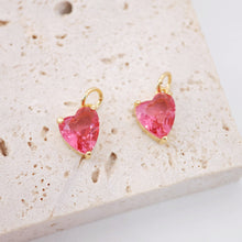 Load image into Gallery viewer, Crystal Tiny Heart Charms, Red Crystal, 18K Gold Plated Heart Pendant, Bracelet Necklace Making Pendants, Jewelry Findings S20243